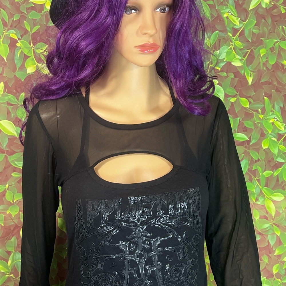 Black Sheer Sleeve Top